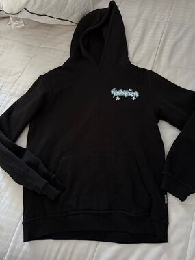 Black Kids' Crewneck Hoodie with Small Front Graphic